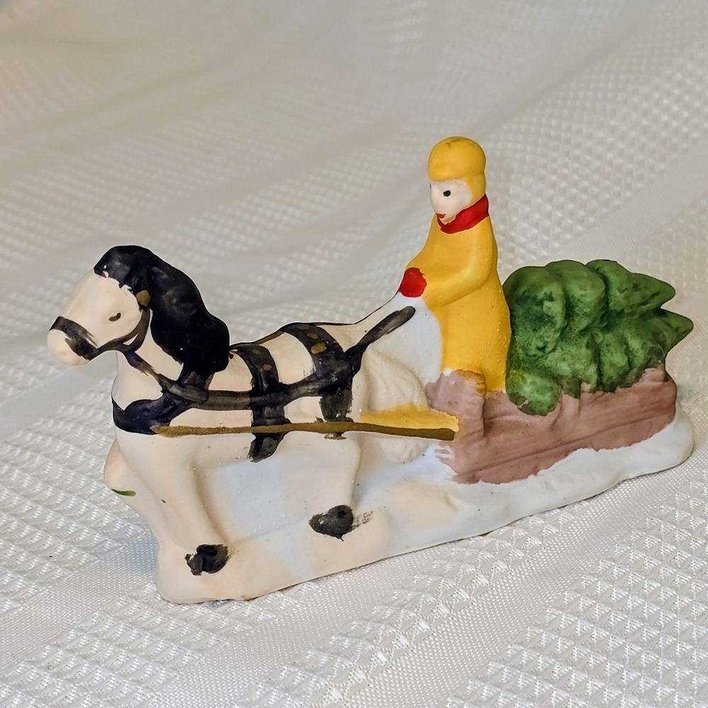 DICKENSVILLE COLLECTABLES 1990 Horse‎ & Sleigh Porcelain Figurine NOMA 6118 Tree